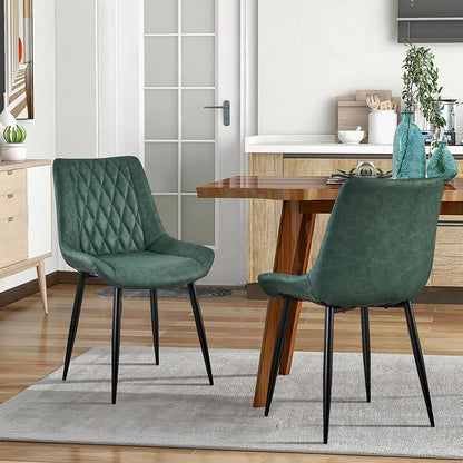 Esszimmerstühle Set 4er Grün, Metallbeine in Lederoptik