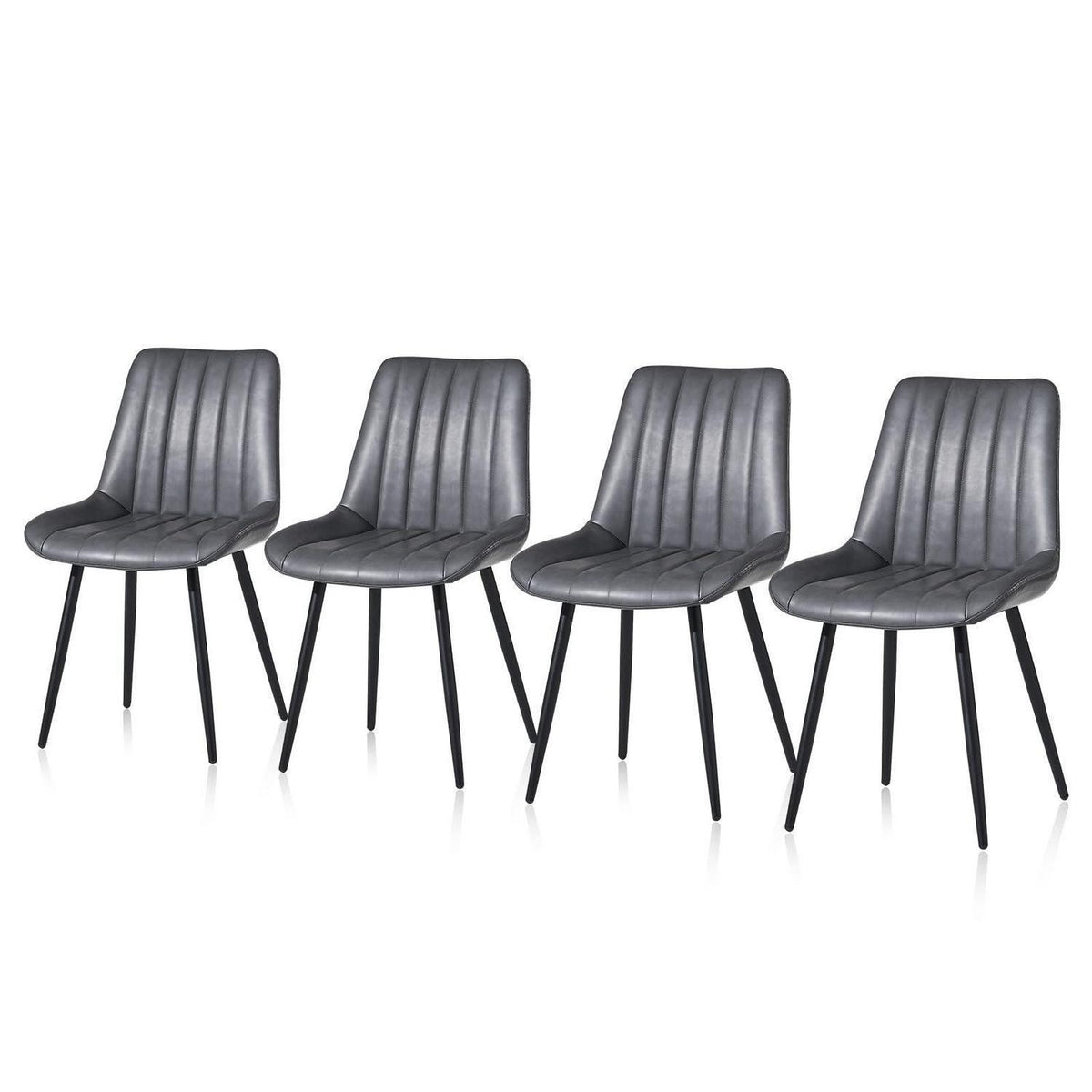 Esszimmerstühle Set 4er Grau | Ergonomisch & Robust in Lederoptik