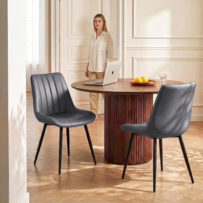 Esszimmerstühle Set 4er Grau | Ergonomisch & Robust in Lederoptik