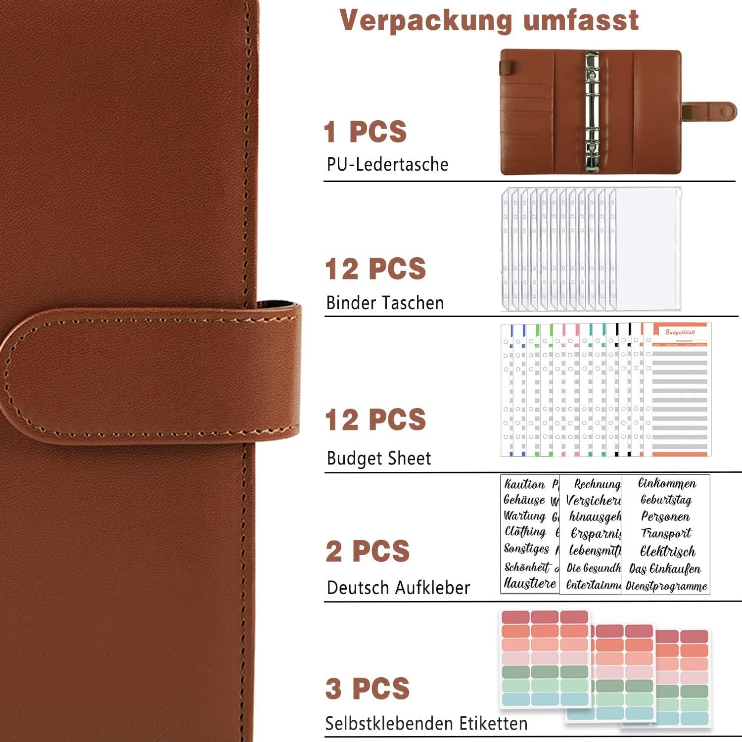 A6 Binder Budget Planner Deutsch Geld Organizer mit Taschen