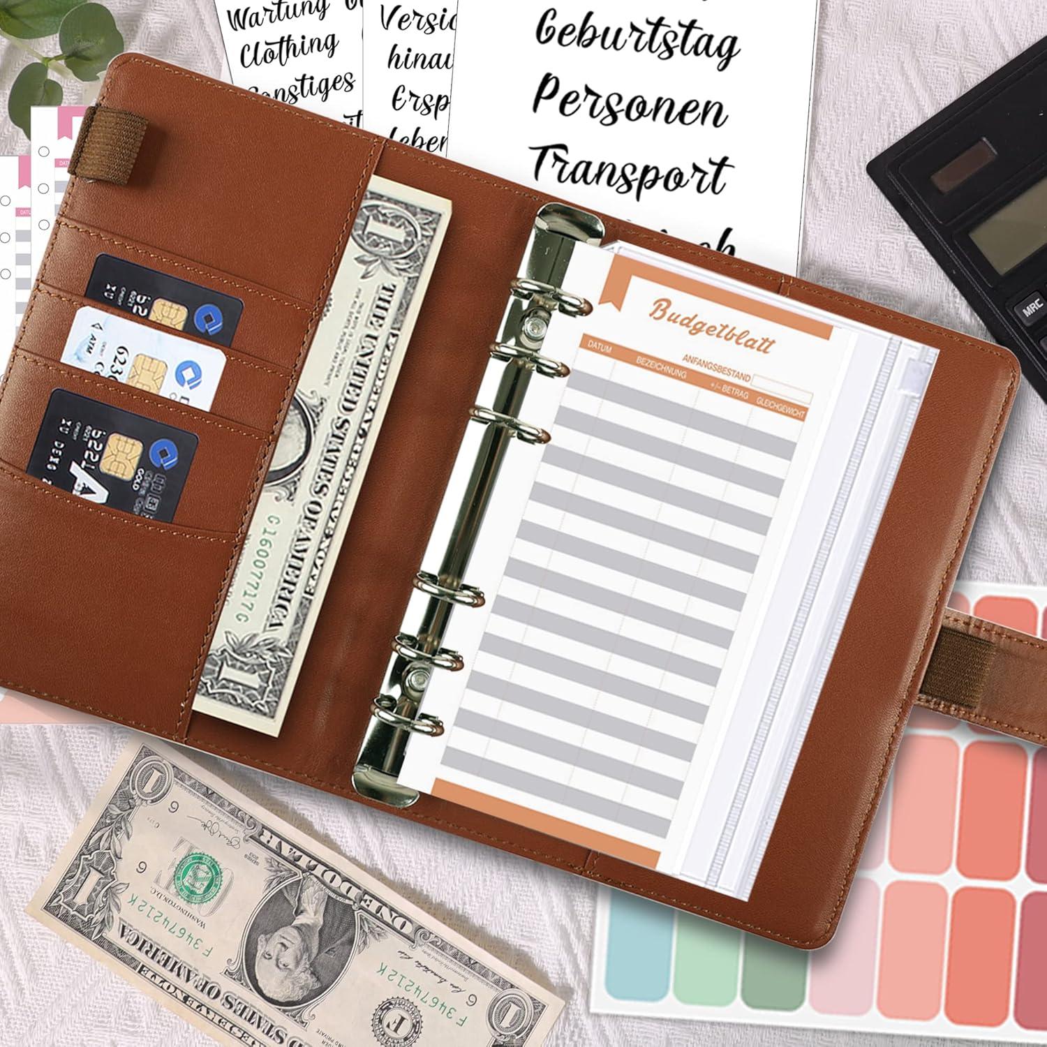 A6 Budget Planner Geld Organizer mit Binder Taschen und Budgetblättern