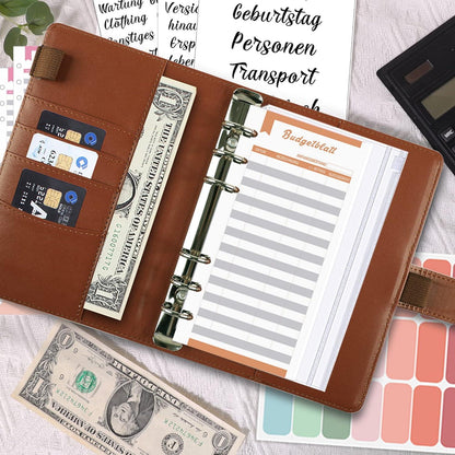 A6 Budget Planner Geld Organizer mit Binder Taschen und Budgetblättern