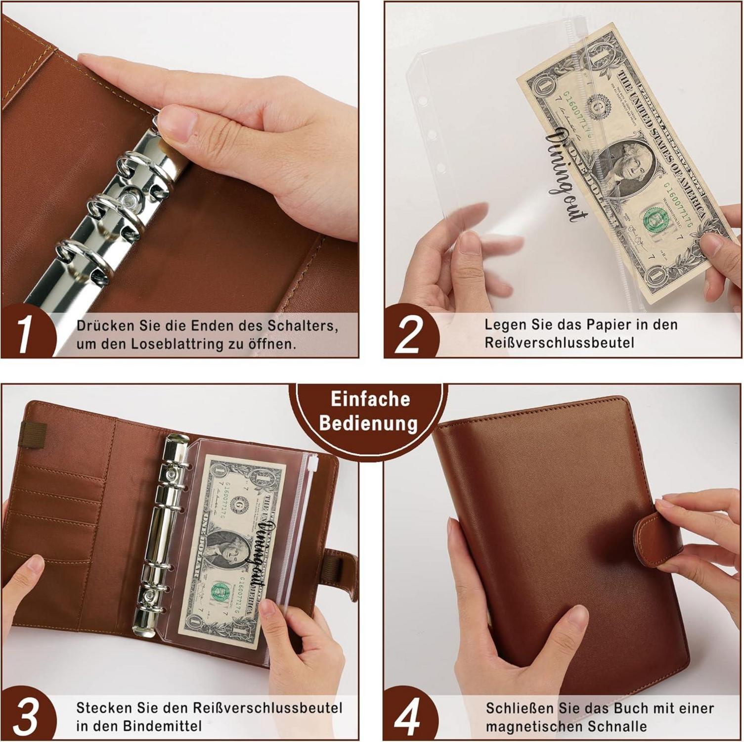 A6 Binder Budget Planner Geld Sparbuch Organizer Taschen Blätter Deutsch