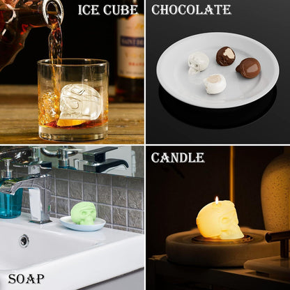 Totenkopf Eisformen 3D Silikon 6er BPA-frei mit Deckel