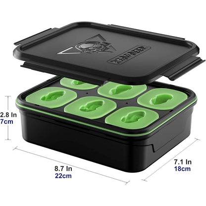 Totenkopf Eisformen 3D Silikon 6er BPA-frei mit Deckel