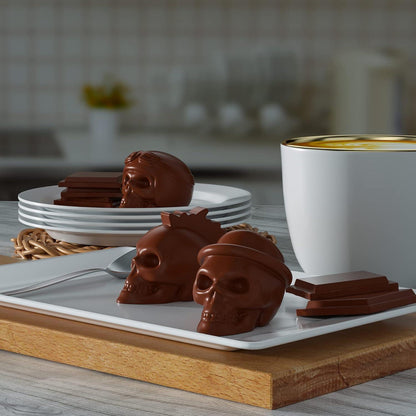 Totenkopf Eisformen 3D Silikon 6er BPA-frei mit Deckel