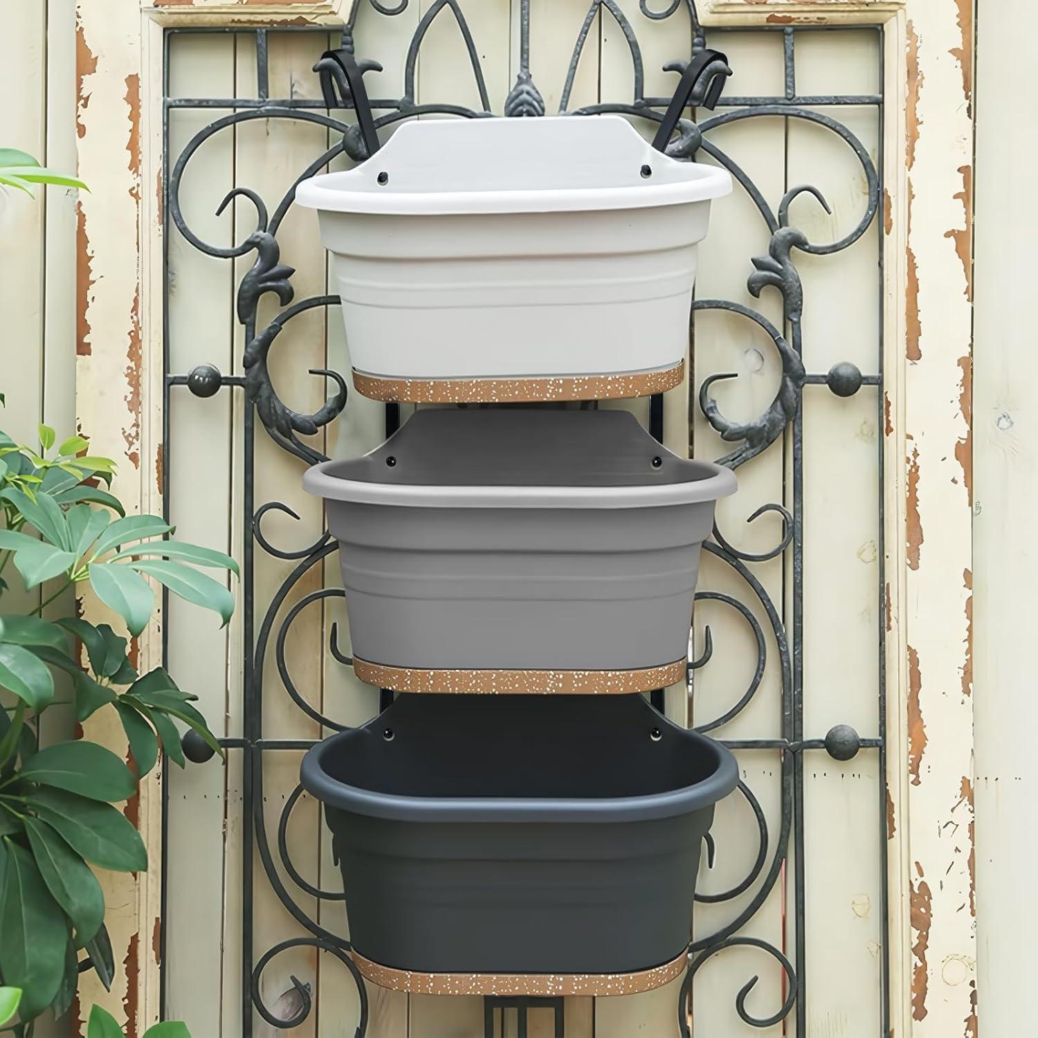 Hängende Blumentöpfe Wandmontage 30cm 2er-Set Kunststoff Dunkelgrau