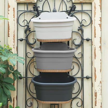 Hängende Blumentöpfe Wandmontage 30cm 2er-Set Kunststoff Dunkelgrau