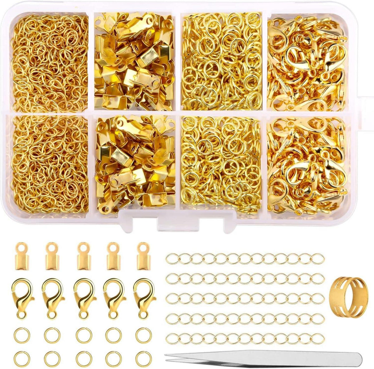 Kettenverschluss Set mit 300-teiligem Zubehör, goldfarben - DIY