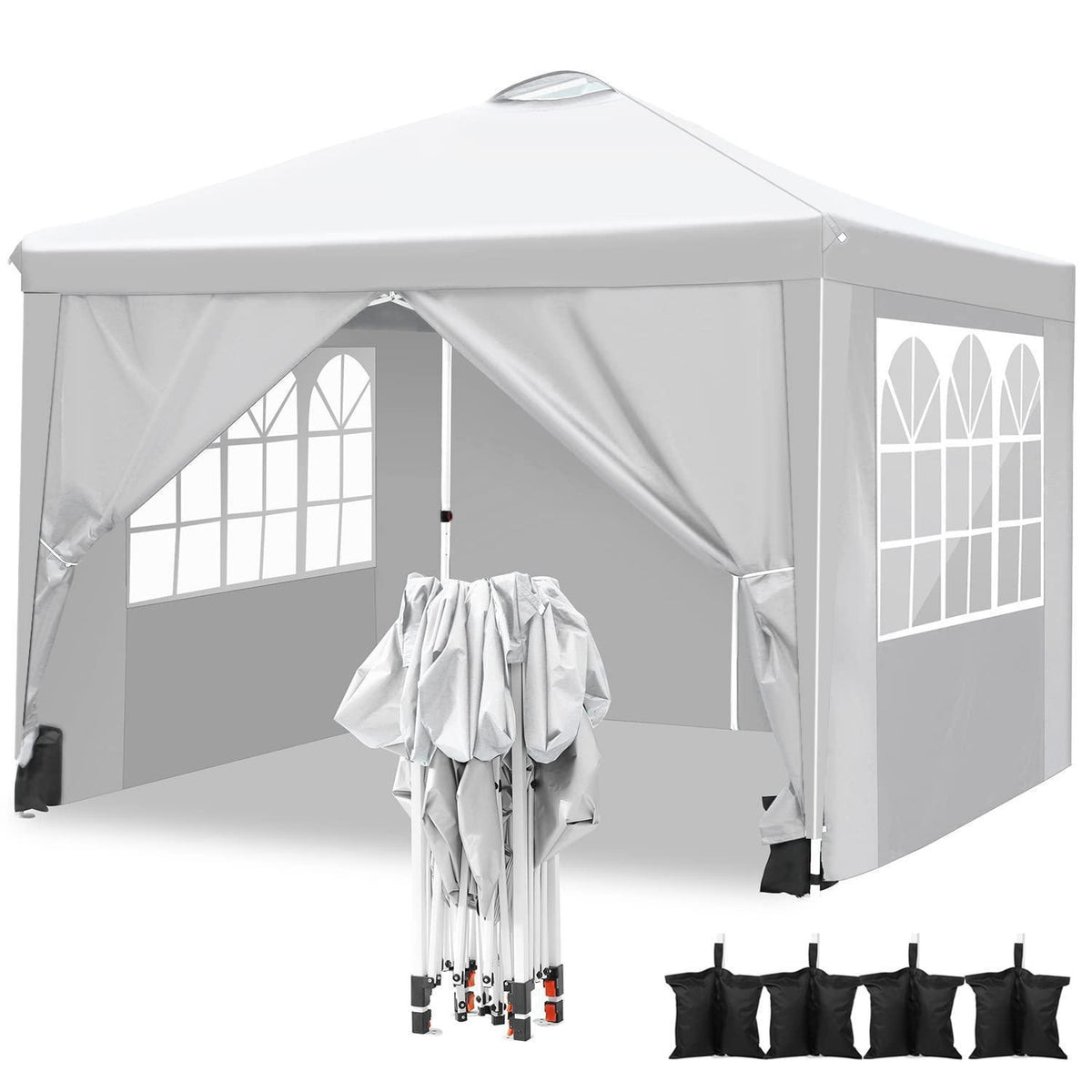 3x3m Pavillon mit 4 Seitenwänden – Weiß, Robust & Wetterfest