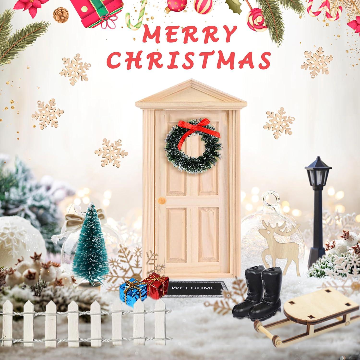 Elfentür Set Weihnachtsdeko Miniatur Garten Dekoration Ornamente
