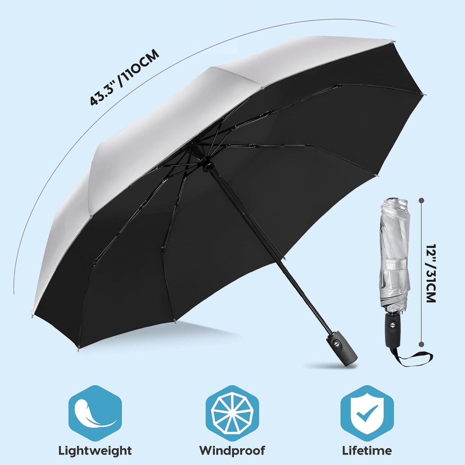 UV Schutz Regenschirm automatik Auf-Zu Taschenschirm faltbar