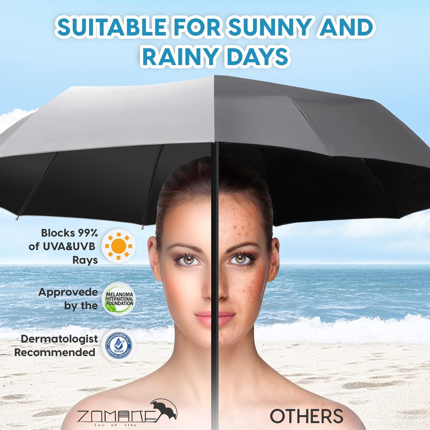 ZOMAKE UV Regenschirm UPF 50+ Automatik Regenschutz Taschenschirm