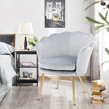 Samtstuhl Blumenform Hellgrau Gold mit Metallbeinen