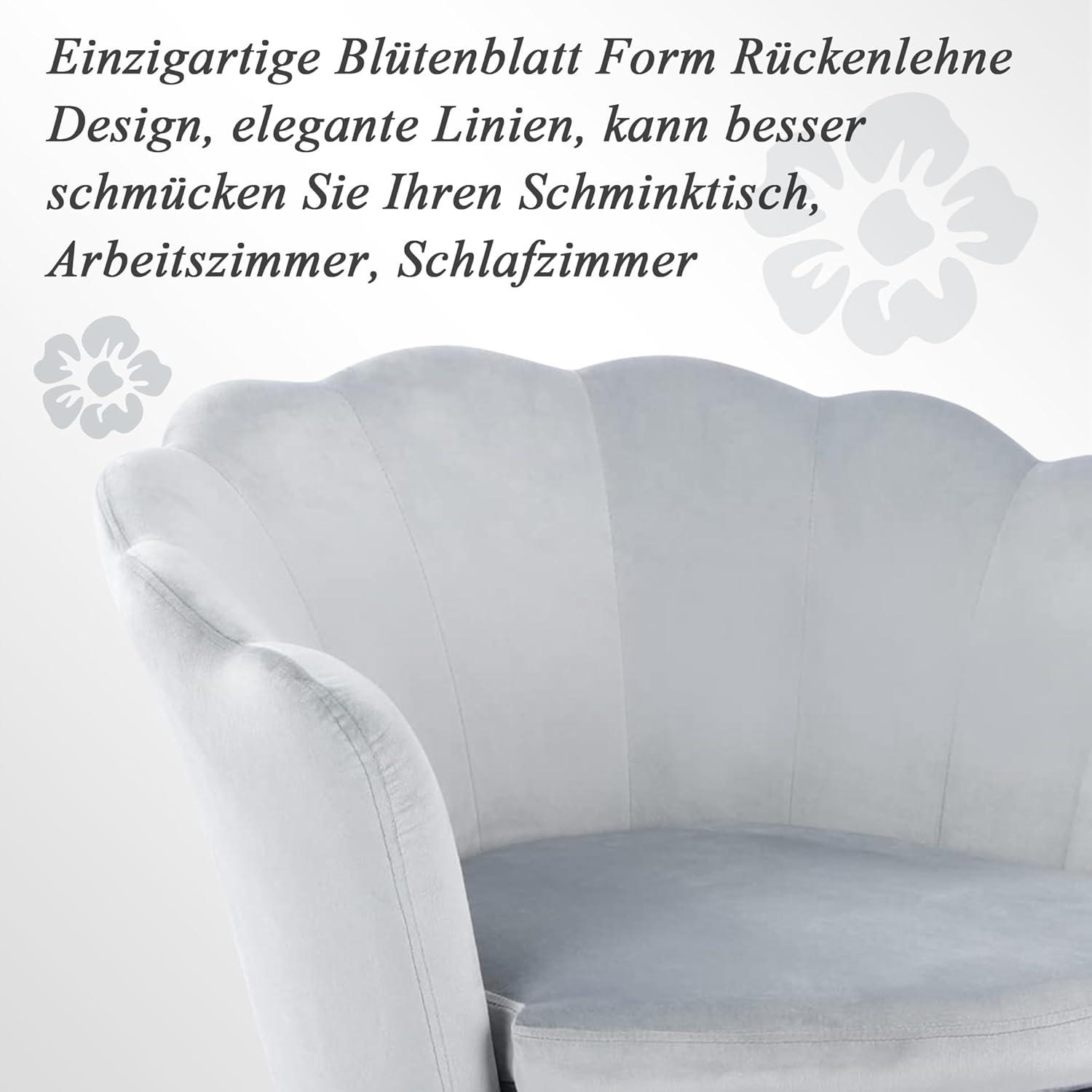 Modernes Samt Sessel Blumenform Metallbeine Wohnzimmer Schlafzimmer