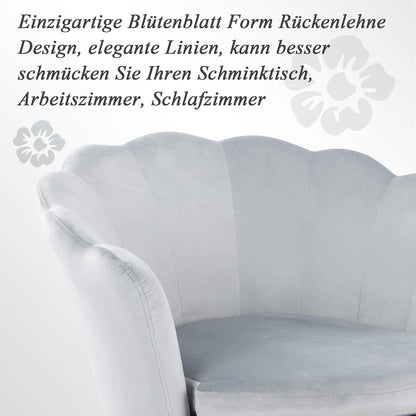 Modernes Samt Sessel Blumenform Metallbeine Wohnzimmer Schlafzimmer