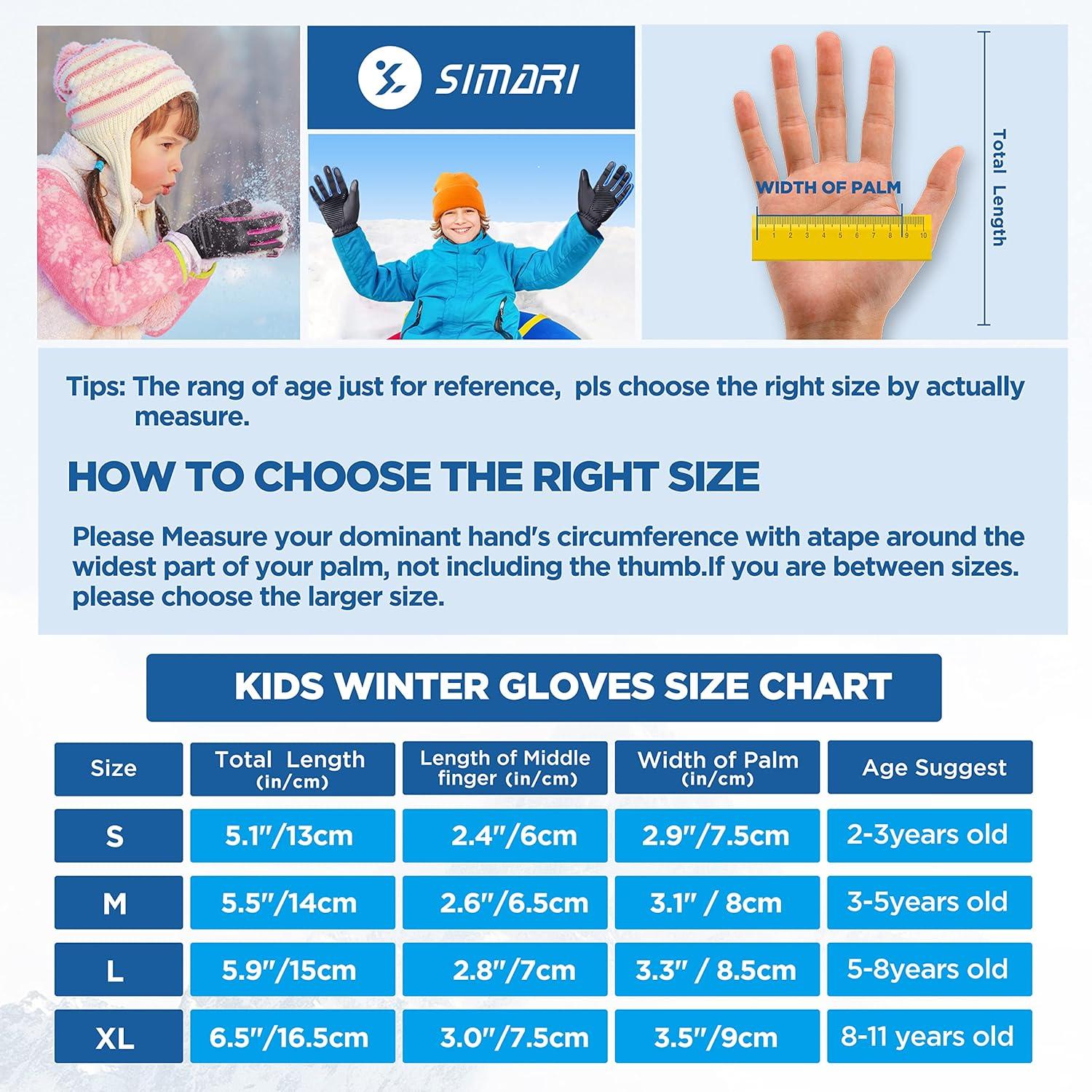 SIMARI Kinder Winterhandschuhe Thermo Wasserdicht