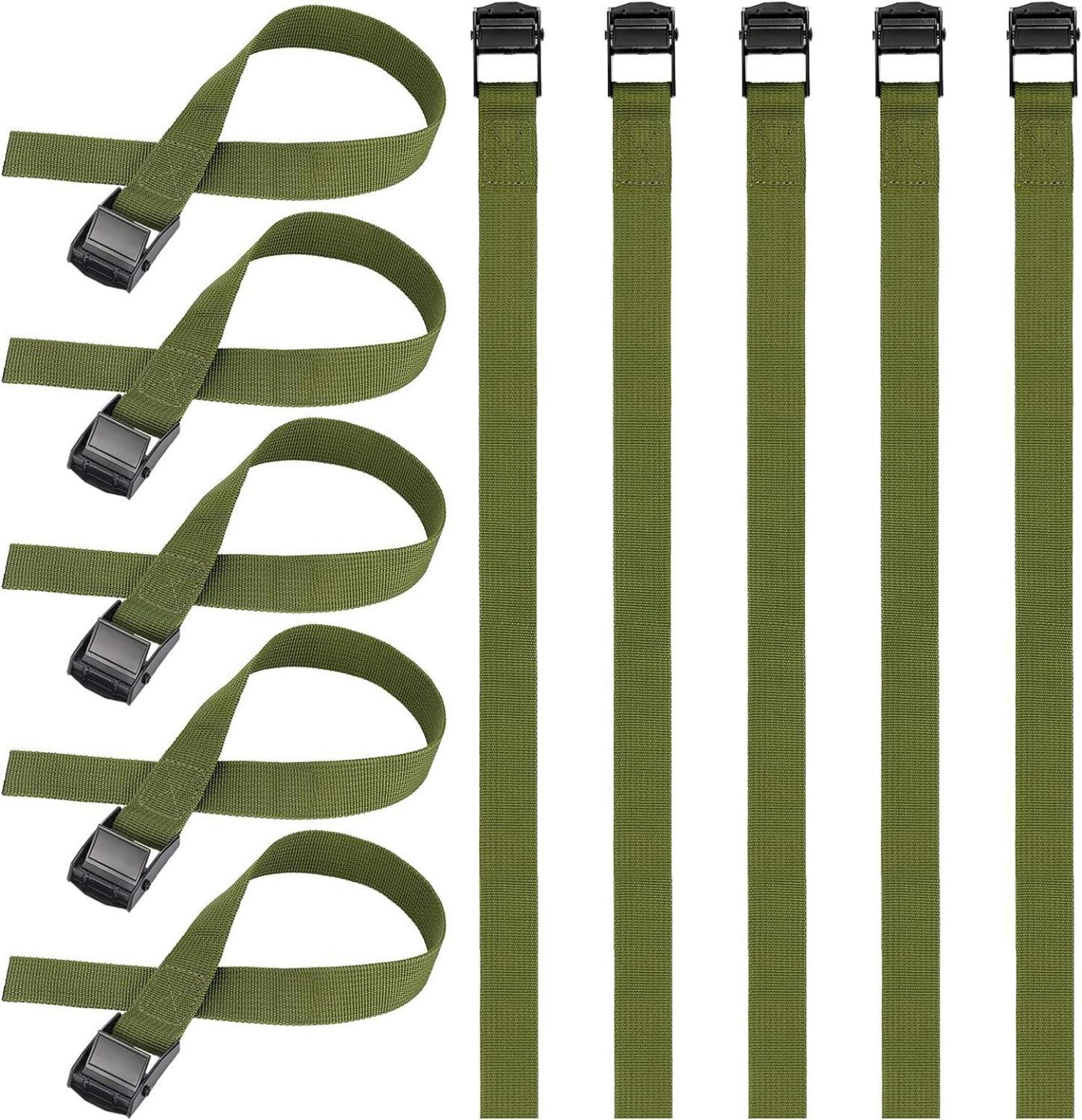 Spanngurt Set 10 Stück 65cm verstellbar Rostfrei Grün
