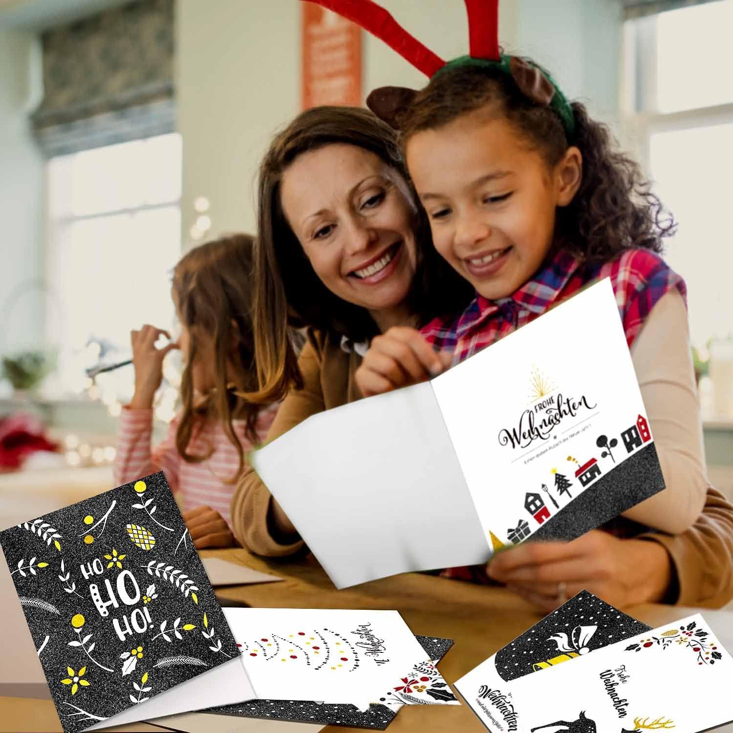Weihnachtskarten Set 24er mit Umschlägen Aufkleber 6 Designs
