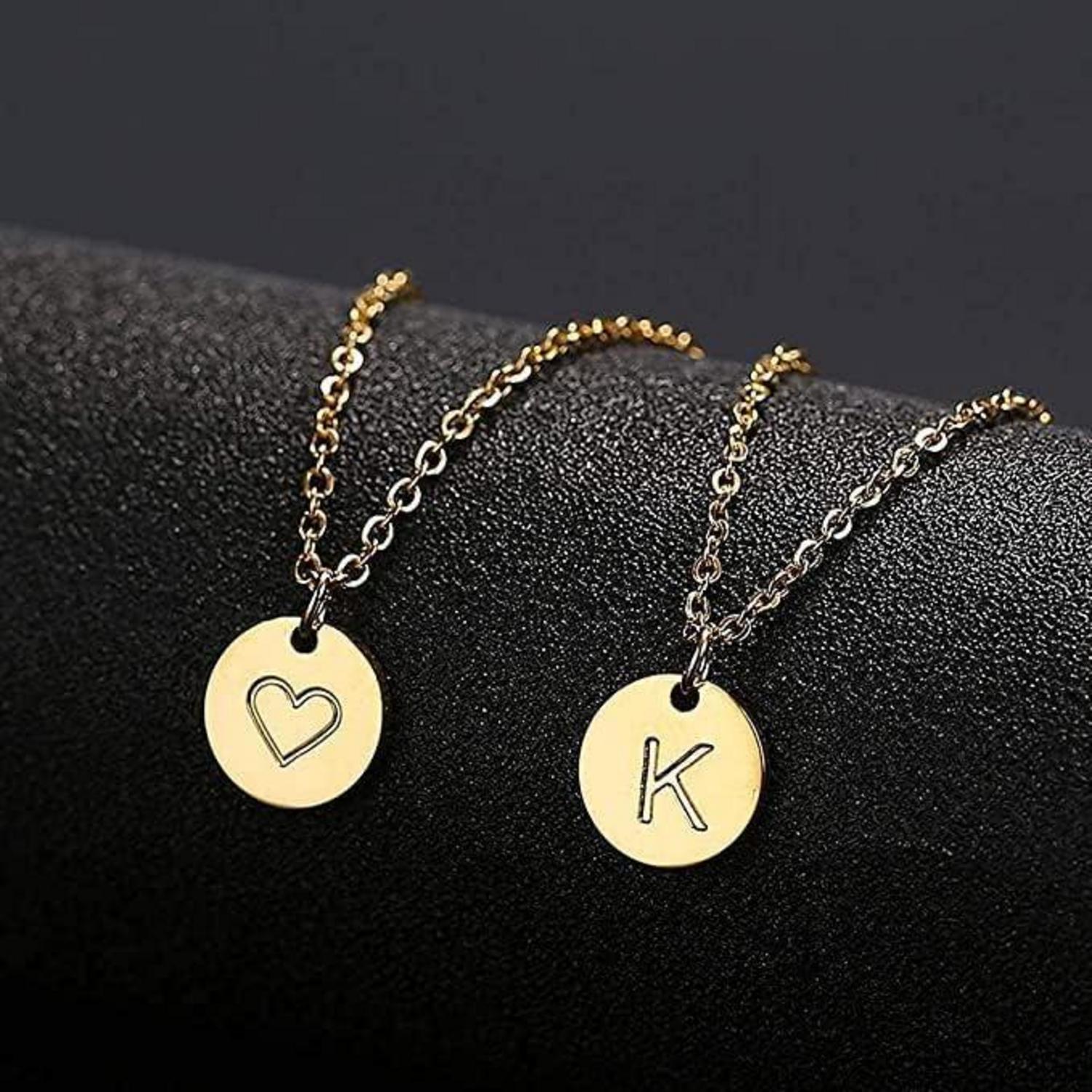 Damen Initialen Kette Buchstaben Anhänger Gold Silber Rosegold mit