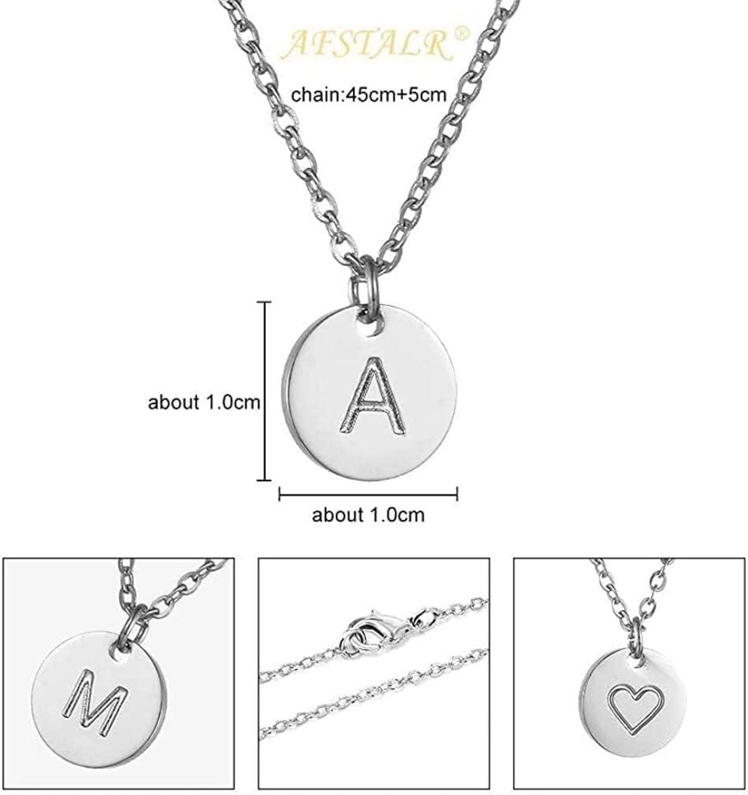 Damen Initiale Buchstaben Kette Gold Rosegold Silber Herzanhänger
