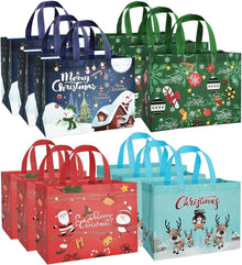 12er Set Weihnachtsgeschenktüten Vliesstoff 32,5x25x17cm