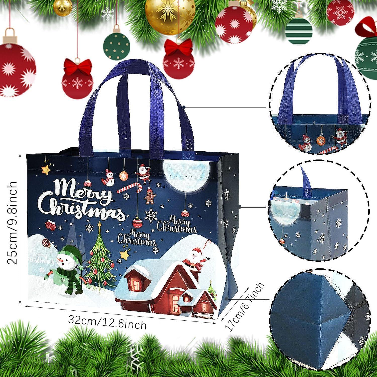 12er Set Weihnachtsgeschenktüten mit Griffen, Vliesstoff, 32,5x25x17cm