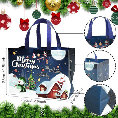 12er Set Weihnachtsgeschenktüten mit Griffen, Vliesstoff, 32,5x25x17cm