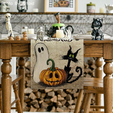 Halloween Katze Geist Tischläufer 40x180 cm Schwarz Kürbis