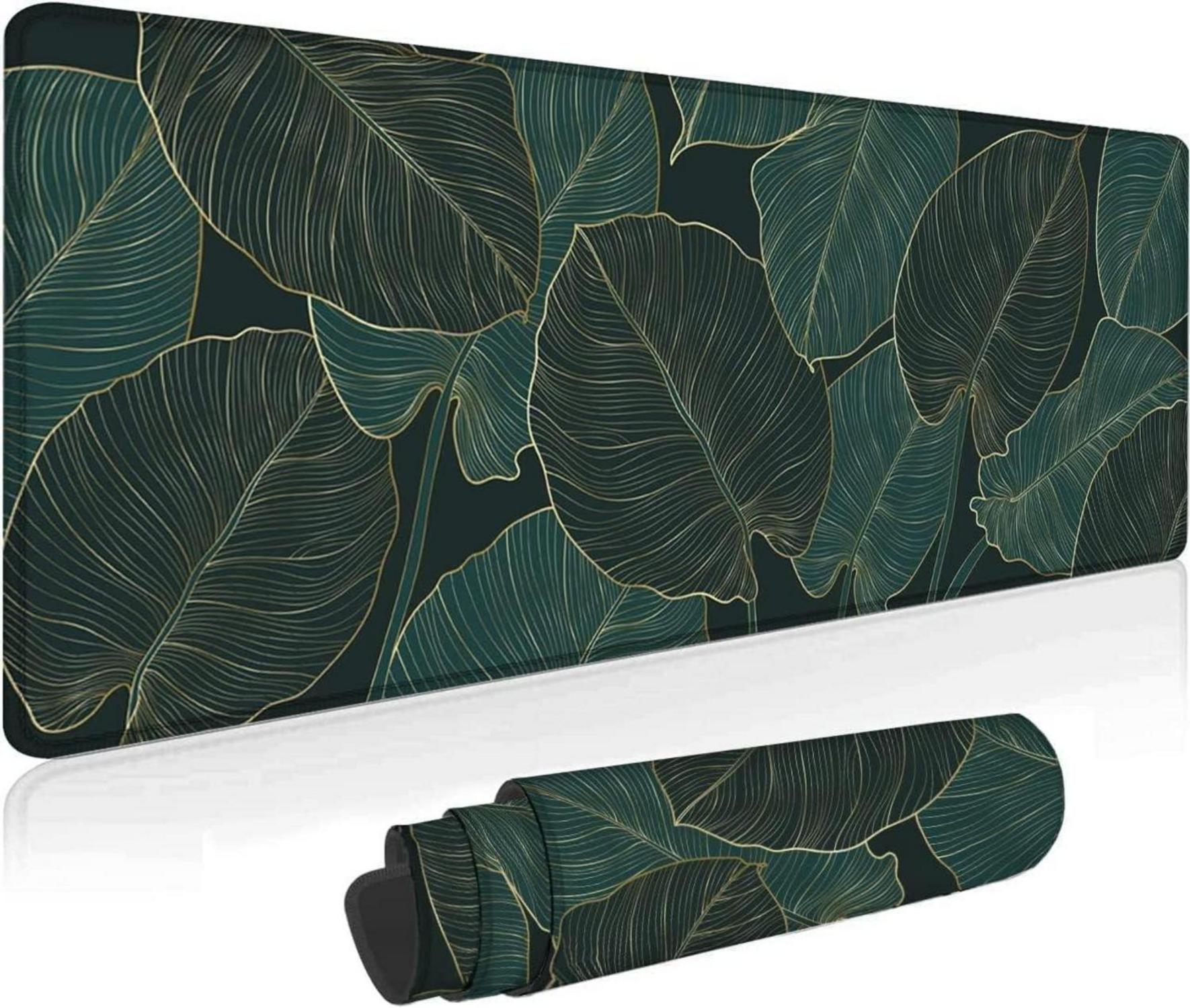 Gaming Mauspad XXL Tropische Blätter 800x300 mm Schwarz Grün Mousepad