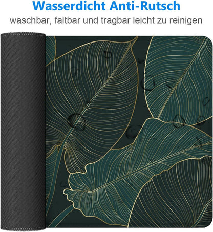 Gaming Mauspad XXL Tropische Blätter Schwarz Grün 800x300mm Anti-Rutsch