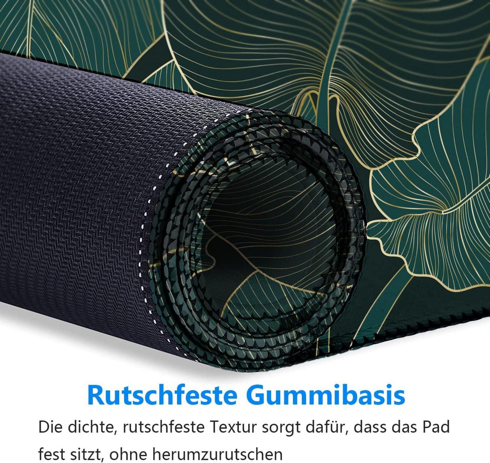 Gaming Mauspad XXL Tropische Blätter Schwarz Grün 800x300mm Anti-Rutsch