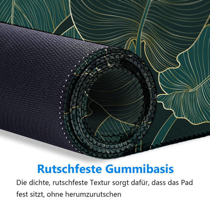 Gaming Mauspad XXL Tropische Blätter Schwarz Grün 800x300mm Anti-Rutsch