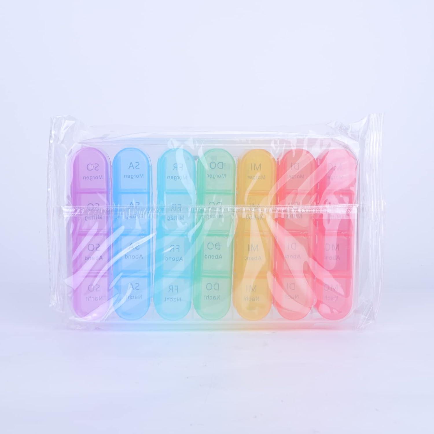 Tablettenbox 7 Tage Morgens Mittags Abends - Klein Pillendose Große Fächer