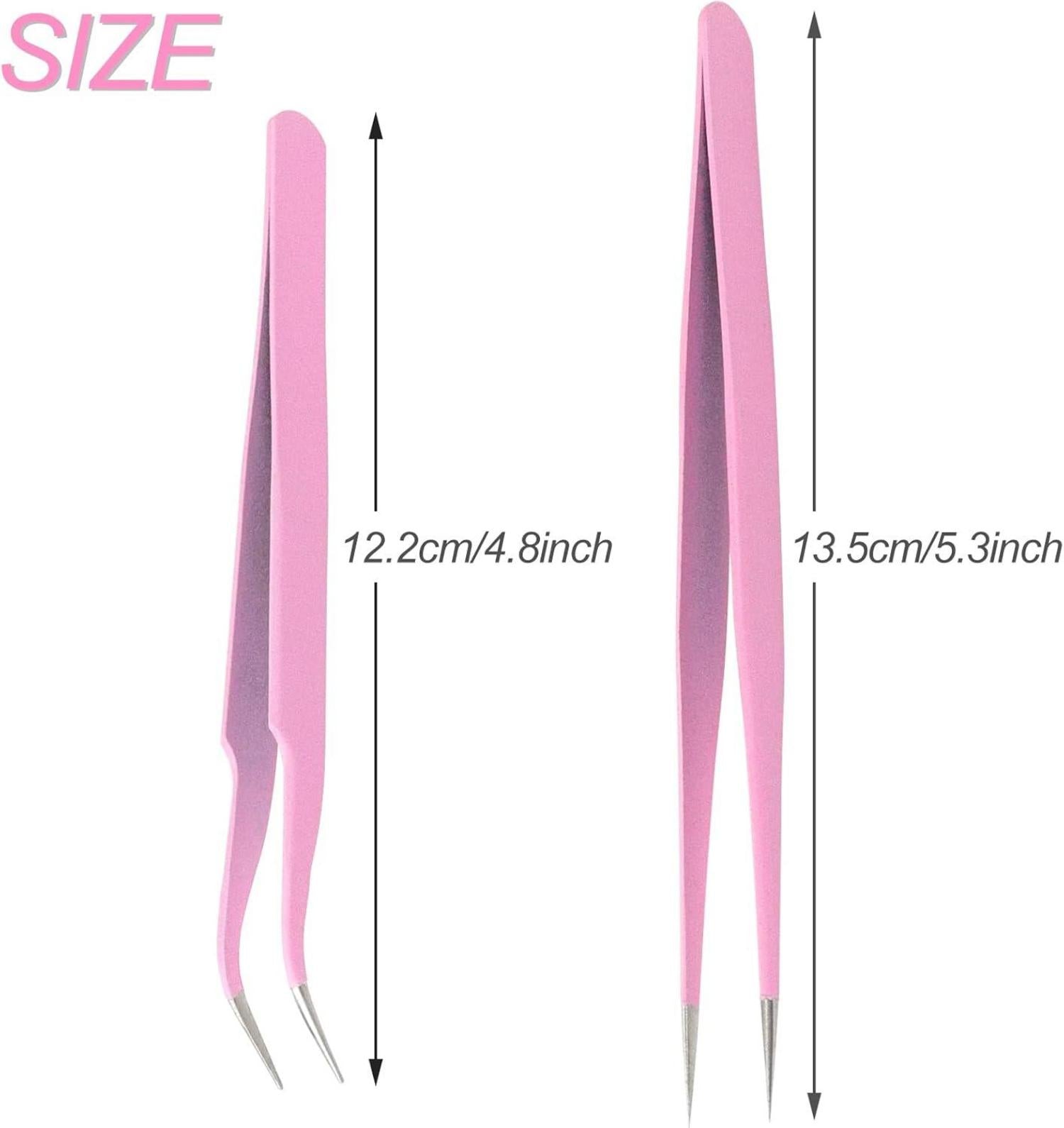 Pinzette Set Edelstahl Wimpernverlängerung Augenbrauen Rosa