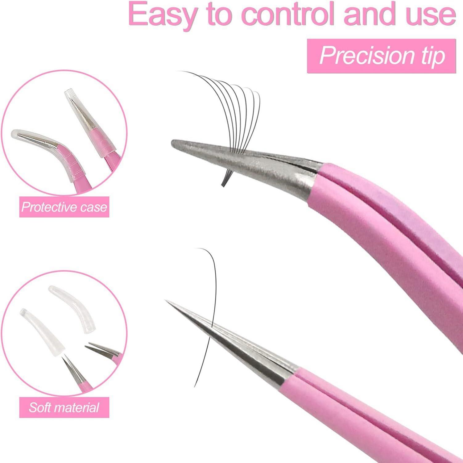 Pinzette Set Spitz Professionell Wimpern Edelstahl Gebogen Gerade