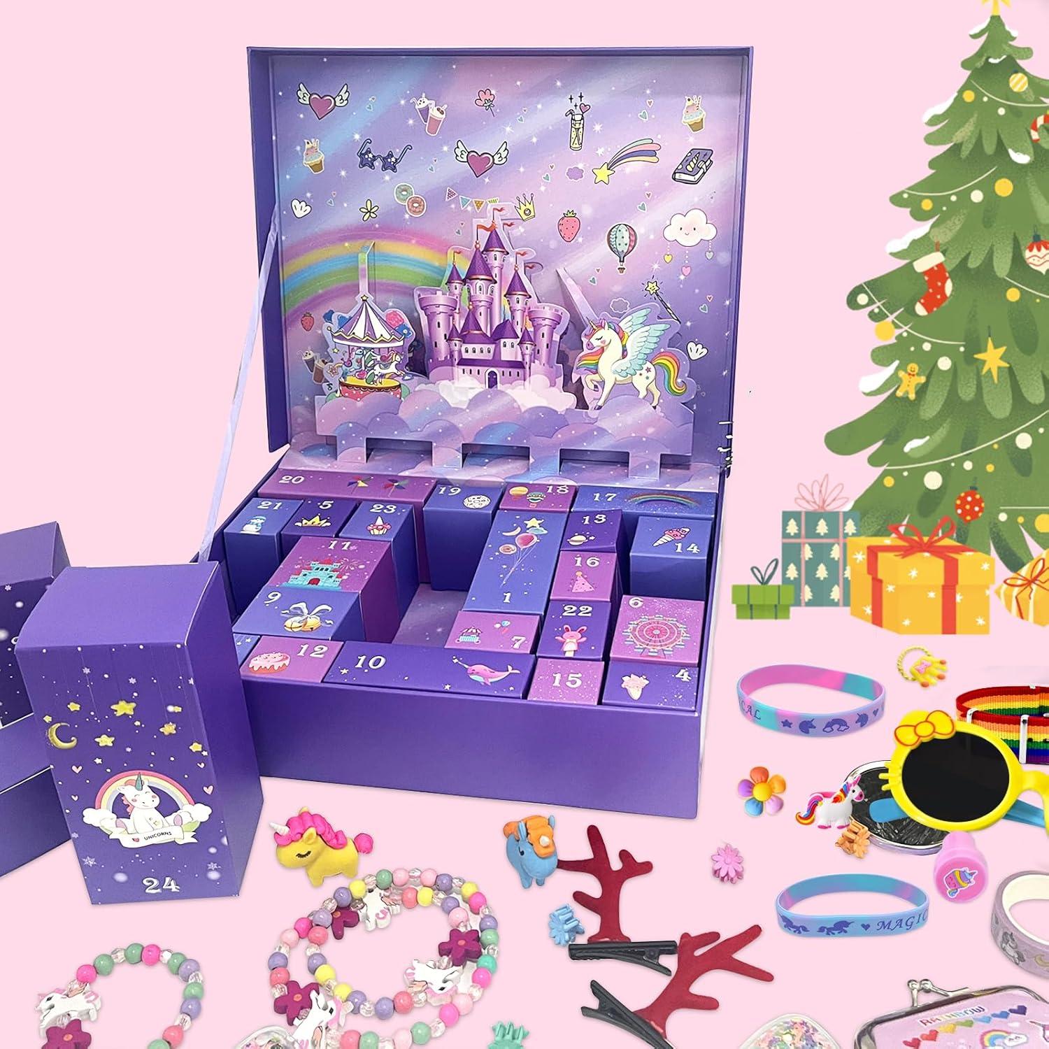 Adventskalender 2024 Mädchen Weihnachts-Countdown Einhorn-Geschenke