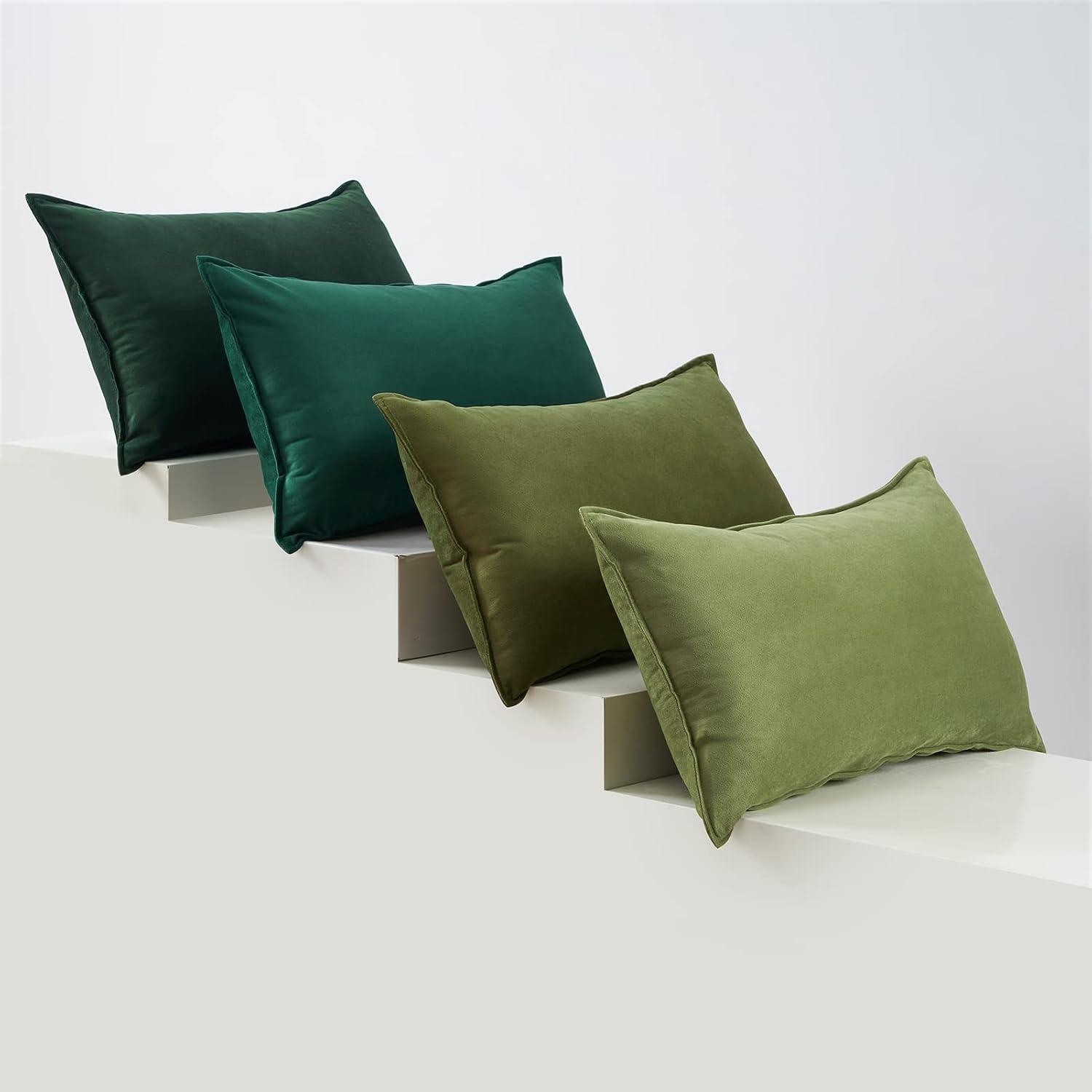 Kissenbezug Samt 4er Set grün Farbverlauf 30x50cm Stilvolle