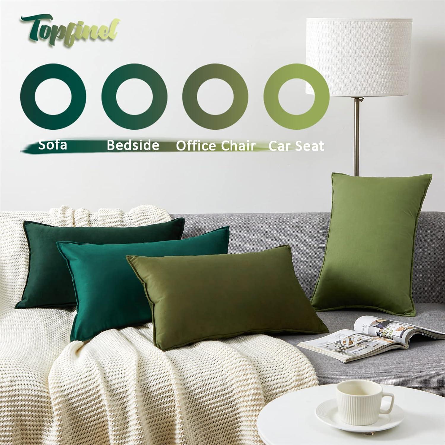 Topfinel Kissenbezug 30x50 Samt 4er Set grün Farbverlauf Zierkissenhülle