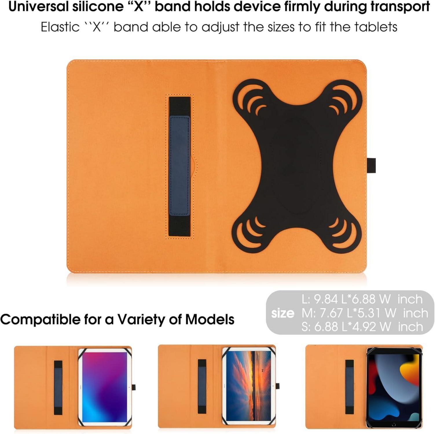 Universal Tablet Hülle 9-10 Zoll mit Silikonband und Ständer - Navy