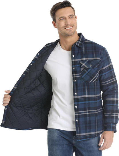 Karierte Herren Flanellhemdjacke Gefüttert Winter Karohemd Dicke