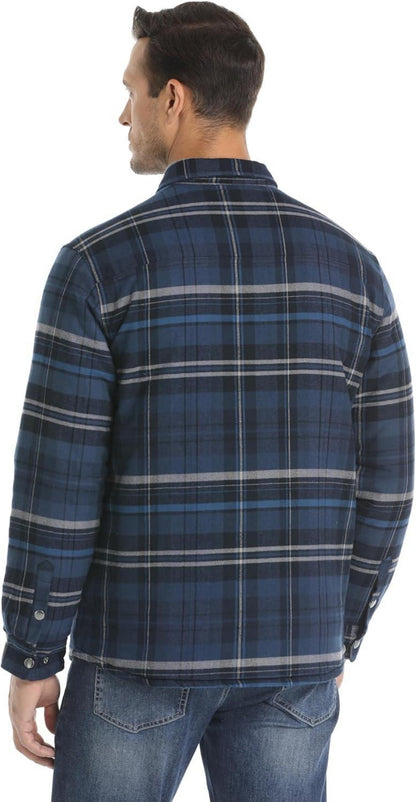 Herren Flanelljacke Gefüttert Karohemd Winter Arbeit L Blau Grau