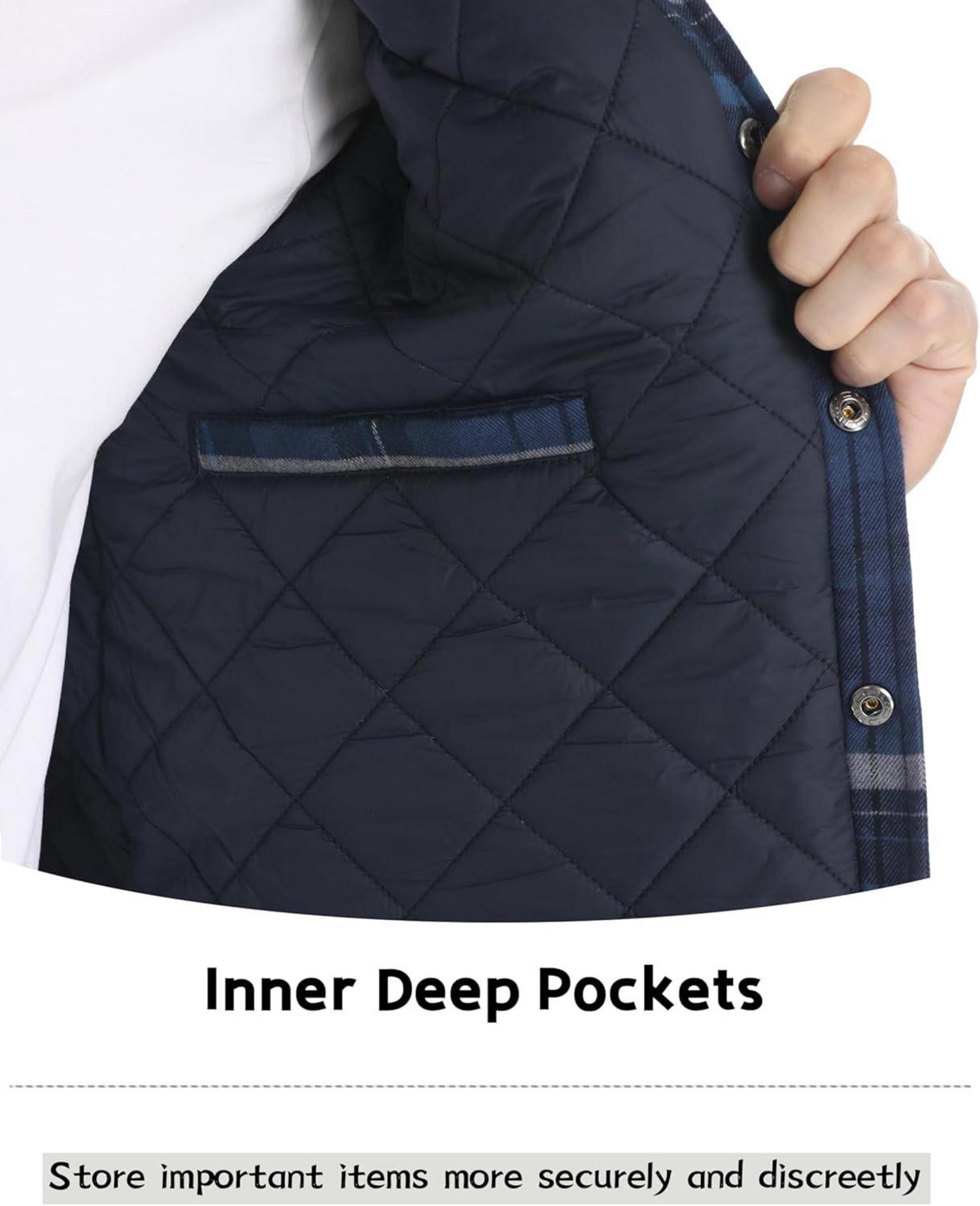 Gefütterte Flanellhemdjacke Karohemd Herren Winter Jacke BlauThermo