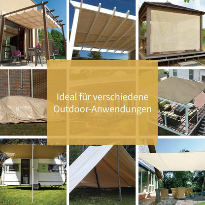 Abdeckplane 2x2m Wasserdicht Beige/Khaki 160g/m² UV-stabilisiert