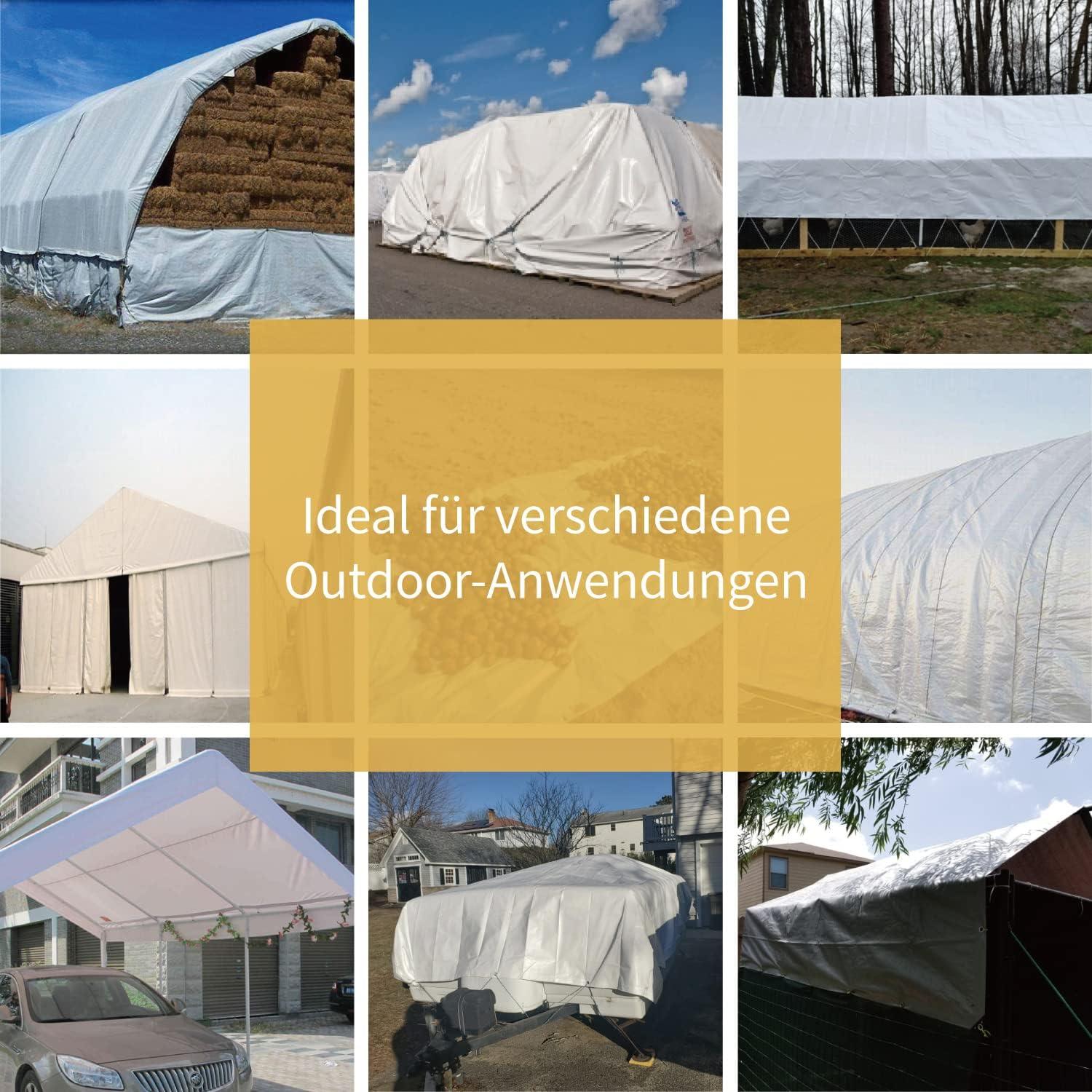 Abdeckplane mit Ösen 3m x 4m Wasserdicht Weiß 160g/m² UV-stabilisiert