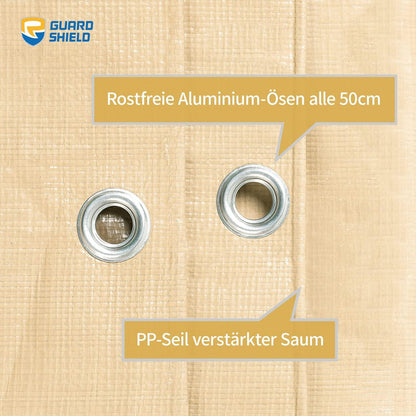 GUARD SHIELD Abdeckplane 5x6m Beige/Khaki Wasserdicht 160g/m² UV-stabilisiert Schutzplane