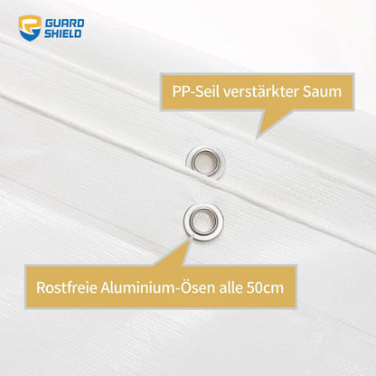 GUARD SHIELD Abdeckplane 4x4m Wasserdicht Weiß 160g/m² UV-stabilisiert