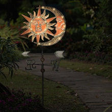 Solar Gartenleuchte Sonne Mond Metall Gartendeko 100CM