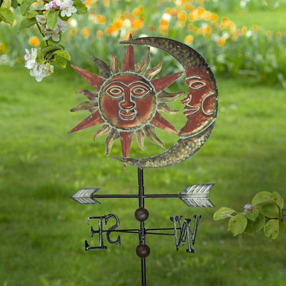 Gartenfiguren Solar LED Gartendeko Sonne Mond Outdoor