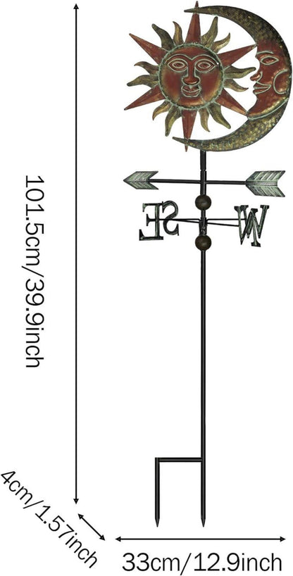 Solar Gartenleuchten Sun Moon Metall Gartendeko 100CM Outdoor Decor